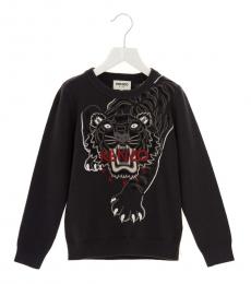 Boys Black Logo Embroidery Sweater