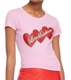 Love Moschino Baby Pink Printed Jersey T-Shirt