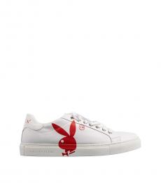 White Red Low Top Bunny Sneakers
