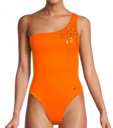 Roberto Cavalli Orange One Shoulder One Piece Swimsuit