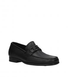 Salvatore Ferragamo Black Faraone Logo Loafers