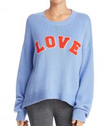 Tory Burch Light Blue Cashmere Blend Graphic Sweater