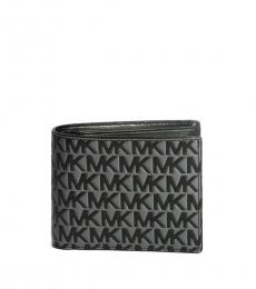 Michael Kors Black-Grey Raised Logo Passcase ID Wallet