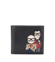 Dolce & Gabbana Black Front Designer Patch Wallet