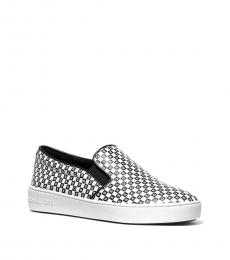 Michael Kors Black White Keaton Checkerboard Logo Loafers