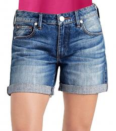 True Religion Denim Blue Low Rise Cut Off Shorts