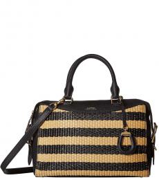 Ralph Lauren Black/Natural Cornwall Stripe Medium Satchel