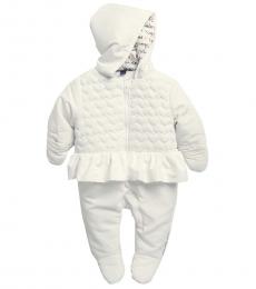 Calvin Klein Baby Girls Ivory Quilted Heart Pramsuit