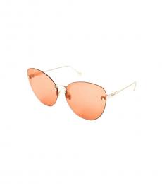 Salvatore Ferragamo Shiny Gold-Pumpkin Aviator Sunglasses