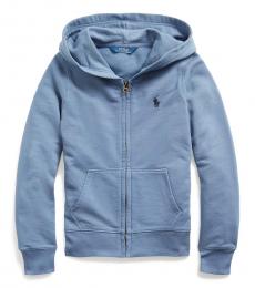 Ralph Lauren Little Girls Capri Blue French Terry Full-Zip Hoodie