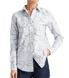 Ralph Lauren Silk White Slim-Fit Printed Oxford Shirt