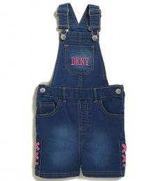 DKNY Littlr Girls Blue Jay Lace-Up Side Denim Overalls