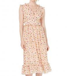 Betsey Johnson Peach Printed Flounce Midi Dress