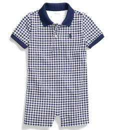 Ralph Lauren Baby Boys Dark Cobalt Gingham Polo Shortall