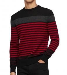 Calvin Klein Charcoal Striped Wool-Blend Sweater
