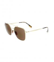 Burberry Light Gold-Brown Logo Sunglasses