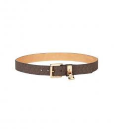 Michael Kors Brown Signature Hamilton Lock Belt
