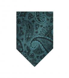 Dolce & Gabbana Turquoise Green-Black Paisley Print Tie