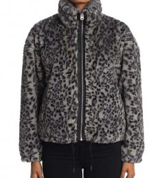 Lucky Brand Dark Grey Funnel Neck Faux Fur Jacket