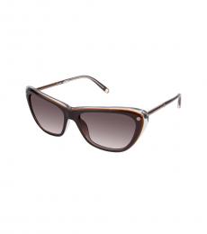Balmain Brown Crystal Modified Cat Eye Sunglasses