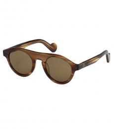 Moncler Light Brown Round Sunglasses