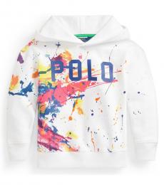Ralph Lauren Little Girls White Multi Paint Splatter Hoodie