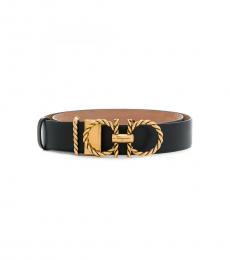 Salvatore Ferragamo Black Gancini Motif Buckle Belt