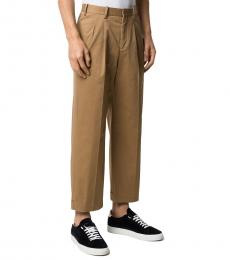 Brown Double Pleats Wide Leg Fit Pants