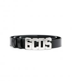 Gcds Black Silver Logo Buckle Belt