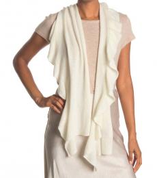 Vince Camuto White Ruffle Cashmere Scarf