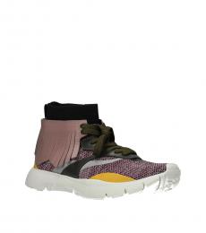 Pink Olive Fabric Sneakers