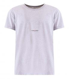 Saint Laurent Grey Front Logo T-Shirt