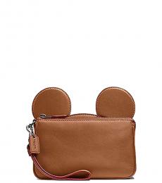 Coach Light Brown Mickey Ears Wristlet