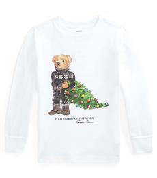 Little Boys White Holiday Bear T-Shirt