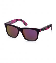 Diesel Fuchsia Camo Print Square Sunglasses