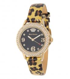 Juicy Couture Leopard Pattern Strap Watch