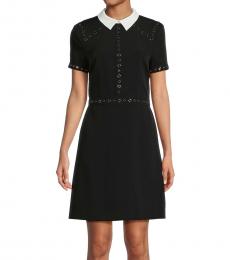 Karl Lagerfeld Black Grommet Shirt Dress