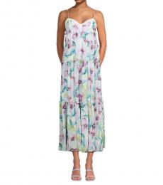 BCBGMaxazria Multi Color Floral Ruffle Tiered Maxi Dress