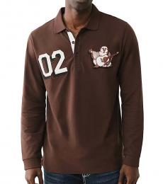 True Religion Brown Buddha Applique Rugby Polo