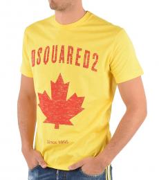 Yellow Vintage Effect Printed T-Shirt
