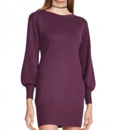 Purple Long Sleeve Sweater Dress