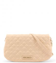 Love Moschino Beige Quilted Medium Crossbody Bag