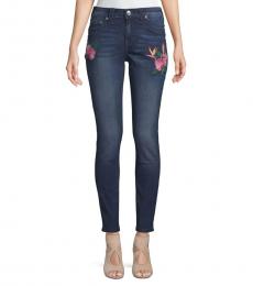 True Religion Medium Blue Embroidered Curvy Jeans