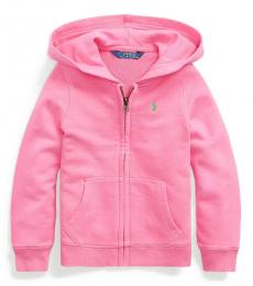 Ralph Lauren Little Girls Baja Pink Cotton-Blend-Terry Hoodie