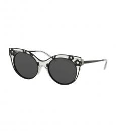 Black Crystal Clear Floral Cat Eye Sunglasses