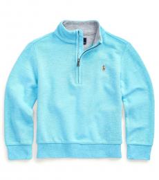 Ralph Lauren Little Boys Beach Aqua Heather Quarter-Zip Pullover