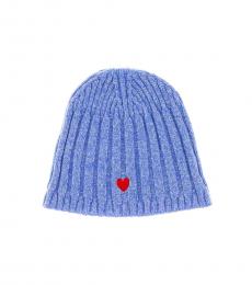 Cloudy Blue Chunky Ribbed Beanie Hat