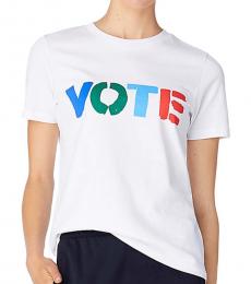 Tory Burch White Solid Multicolor Vote T-Shirt