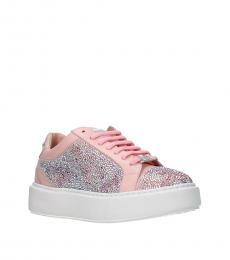 Philipp Plein Pink Crystal Leather Sneakers