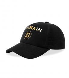 Balmain Black Gold Logo Hat